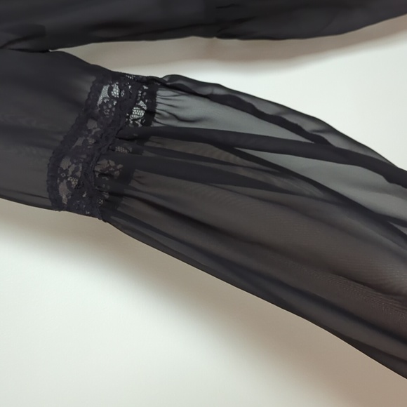 Free People Sheer and Lacey Black Blouse - Picture 4 of 7